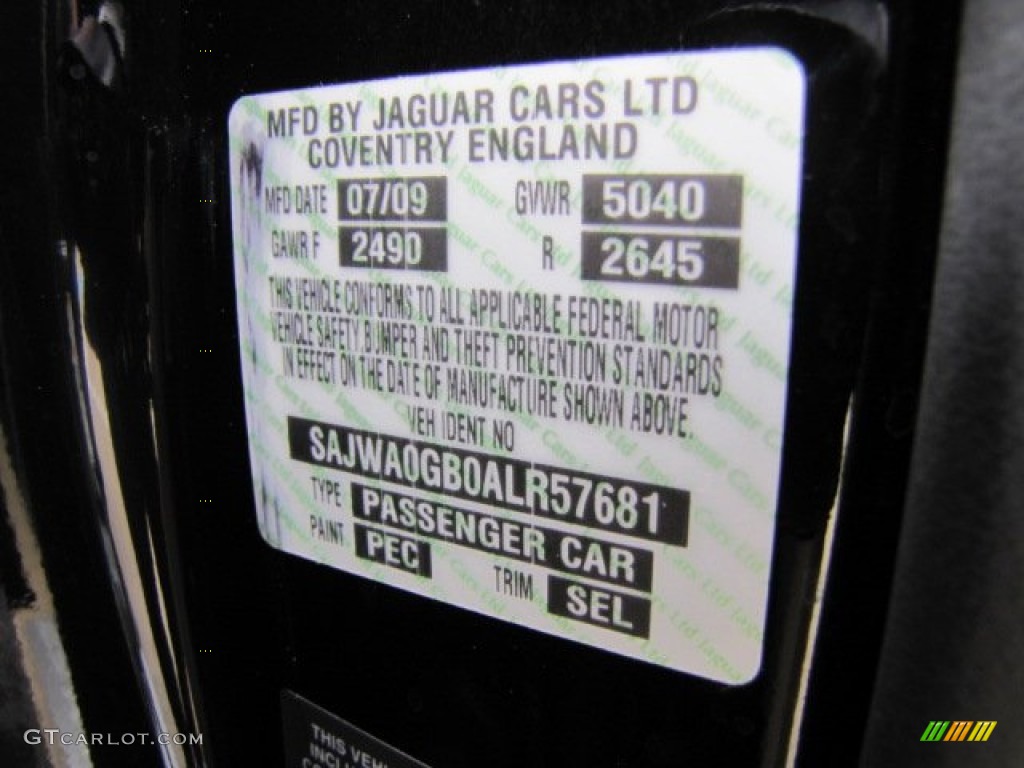 2010 XF Color Code PEC for Ebony Black Photo #78179988