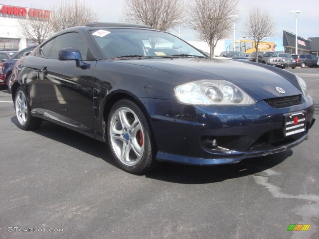 2006 Tiburon GT - Moonlit Blue Metallic / Black/Red photo #1