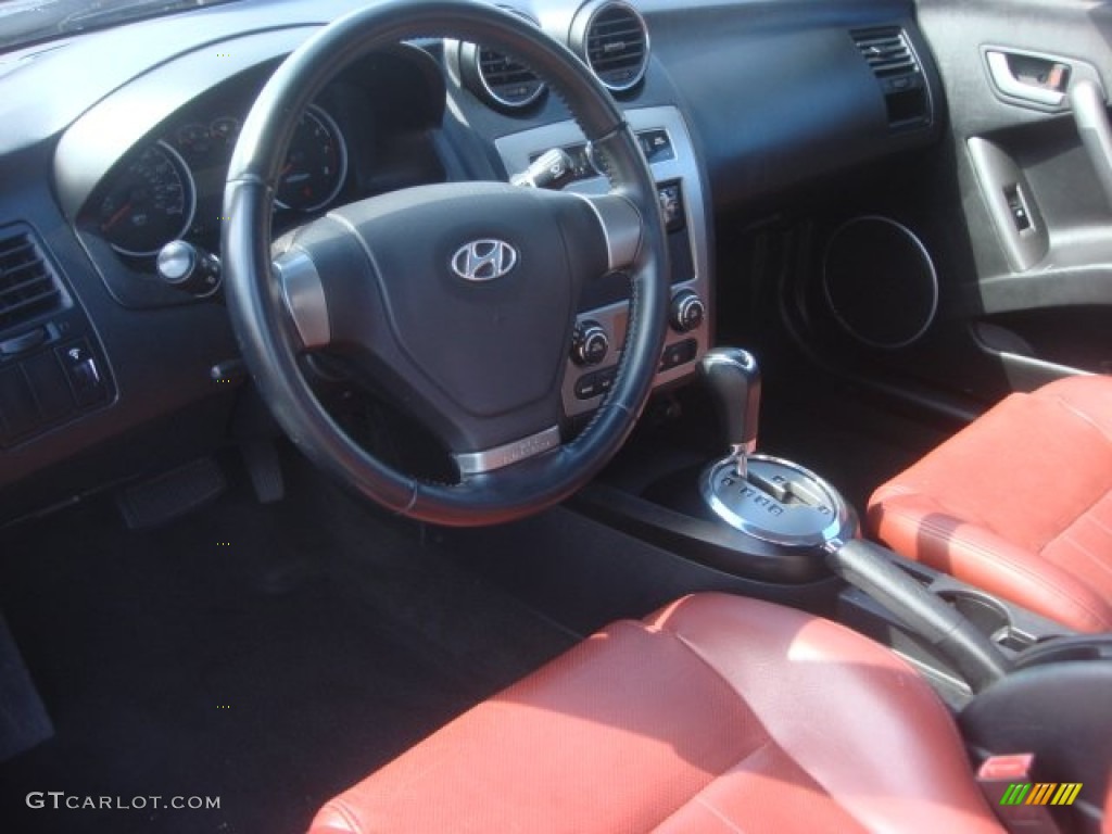 2008 Hyundai Tiburon GT Limited GT Limited Red Leather Steering Wheel Photo #78182877