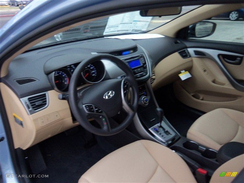 2013 Elantra GLS - Blue Sky Metallic / Beige photo #8