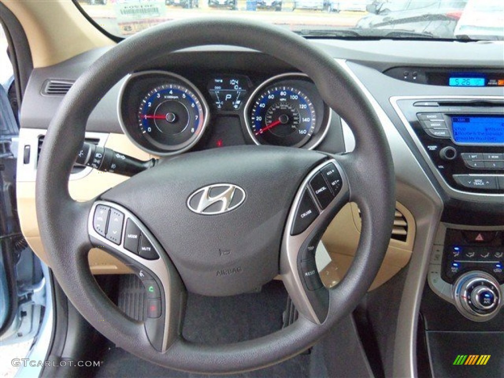 2013 Elantra GLS - Blue Sky Metallic / Beige photo #12