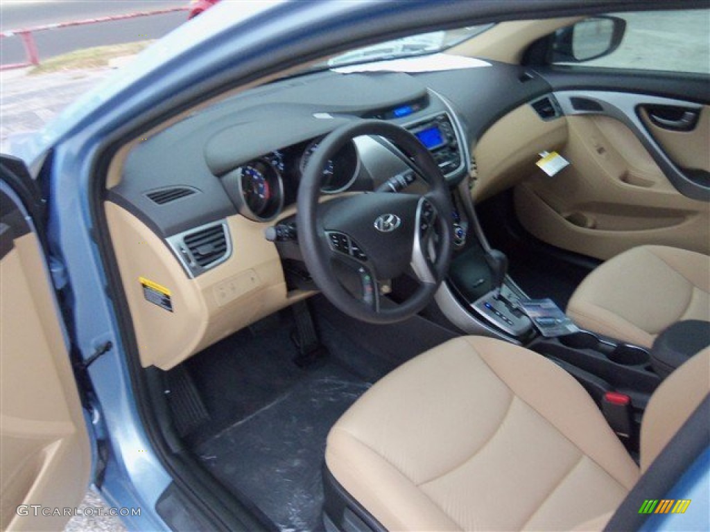 2013 Elantra GLS - Blue Sky Metallic / Beige photo #8