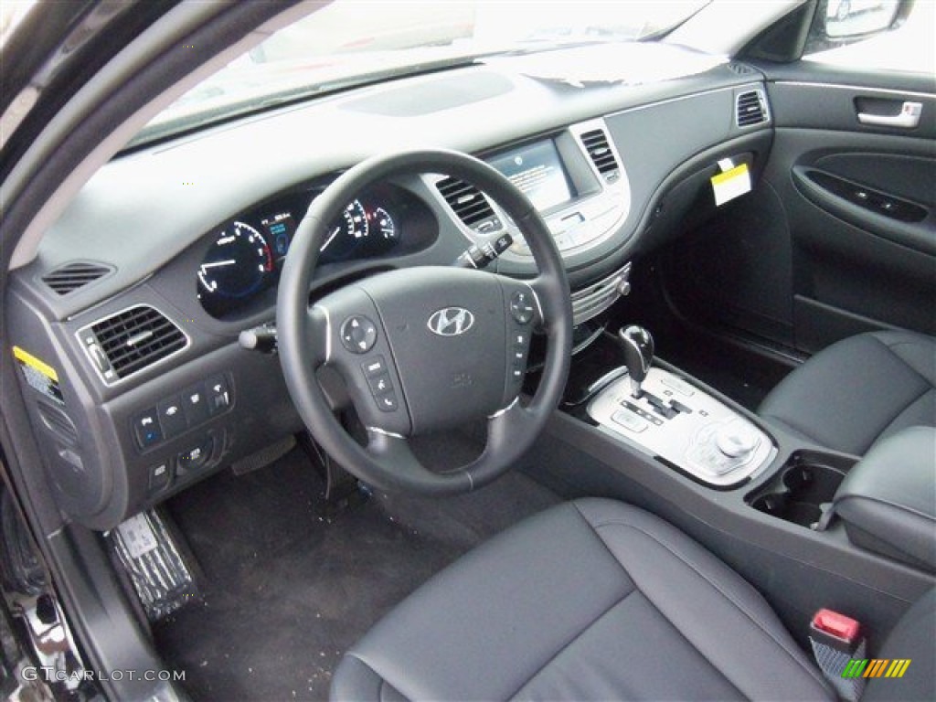 Jet Black Interior 2013 Hyundai Genesis 3.8 Sedan Photo #78189279