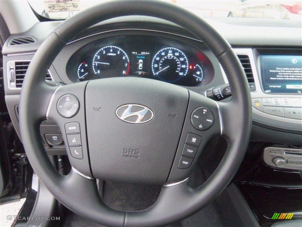 2013 Hyundai Genesis 3.8 Sedan Jet Black Steering Wheel Photo #78189351
