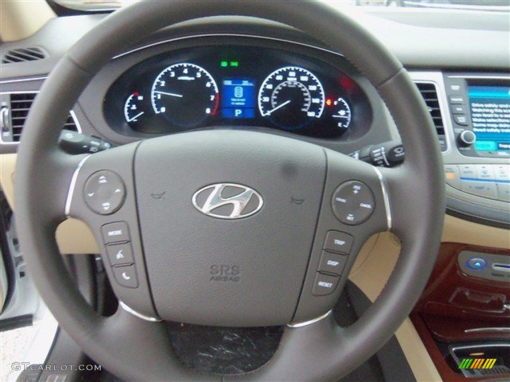 2013 Hyundai Genesis 3.8 Sedan Cashmere Steering Wheel Photo #78189741