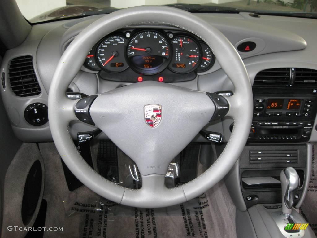 2004 Porsche 911 Carrera Cabriolet Graphite Grey Steering Wheel Photo #7819016