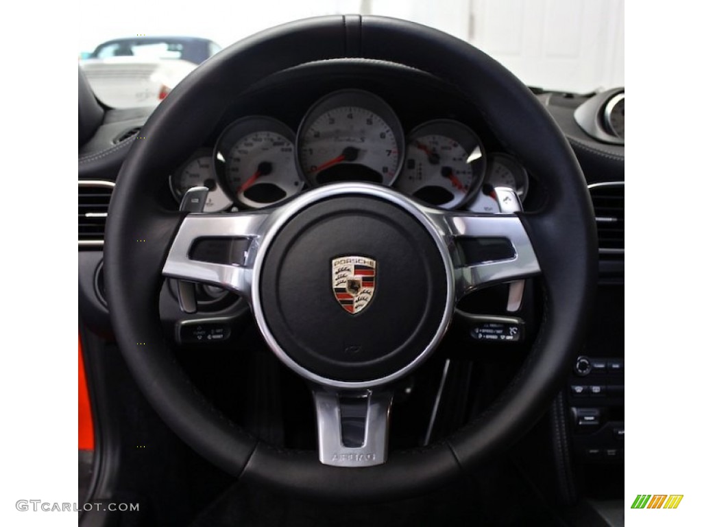 2012 Porsche 911 Turbo S Coupe Black Steering Wheel Photo #78193575