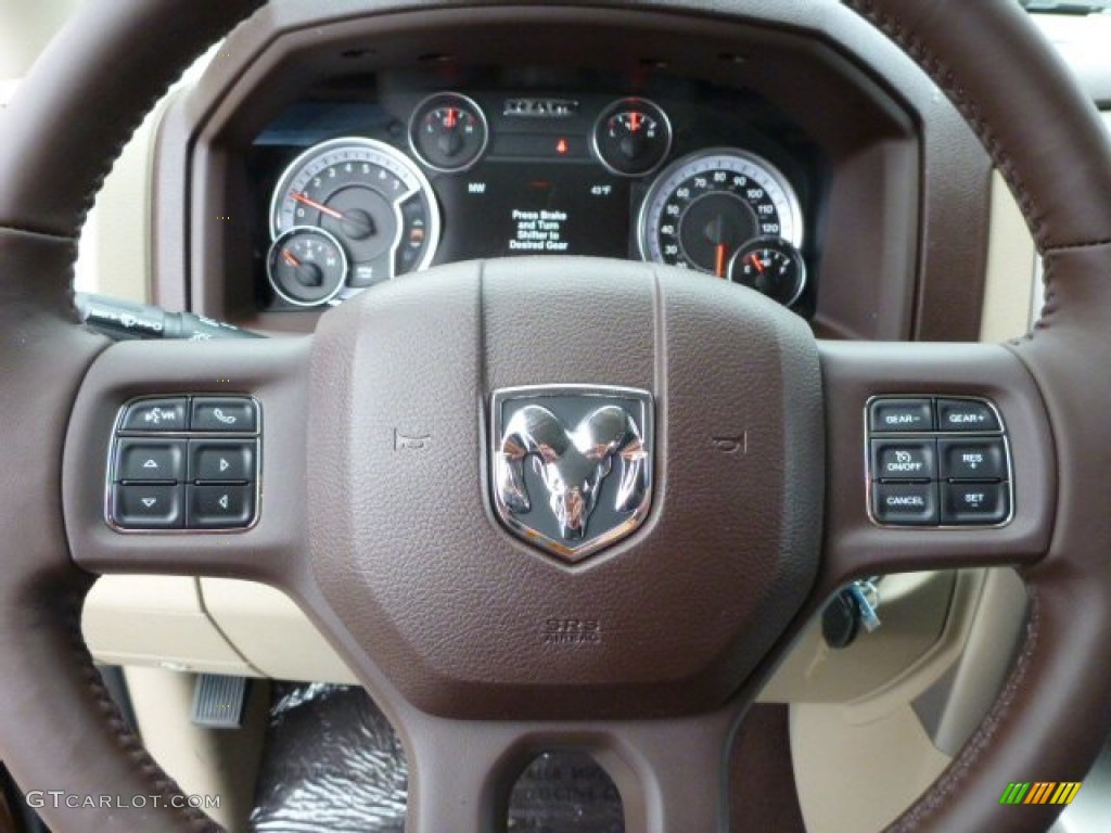 2013 Ram 1500 Big Horn Quad Cab 4x4 Canyon Brown/Light Frost Beige Steering Wheel Photo #78194344