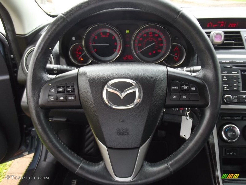 2012 Mazda MAZDA6 i Grand Touring Sedan Black Steering Wheel Photo #78198630