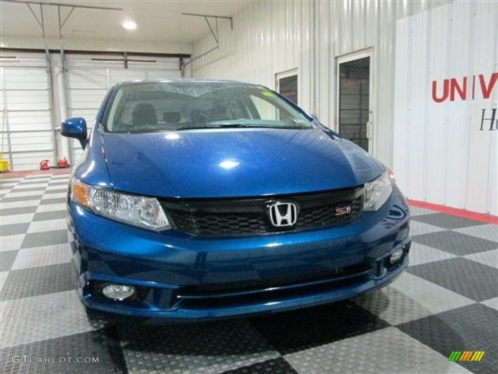 2012 Civic Si Sedan - Dyno Blue Pearl / Black photo #2