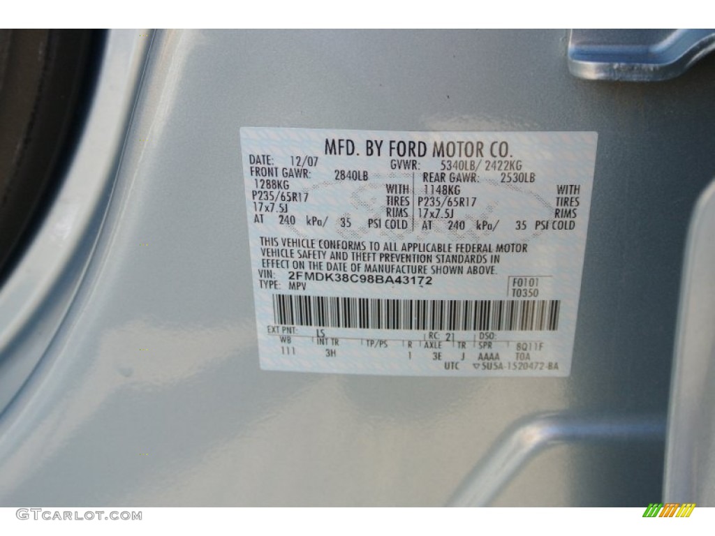 2008 Edge Color Code LS for Light Ice Blue Metallic Photo #78202755