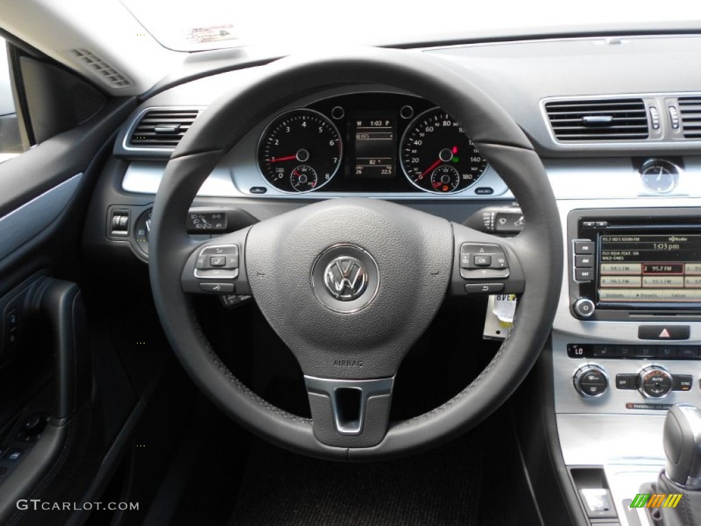 2013 Volkswagen CC Sport Black Steering Wheel Photo #78205644