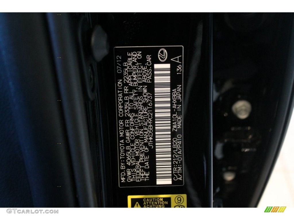 2012 CT Color Code 212 for Obsidian Black Photo #78208134
