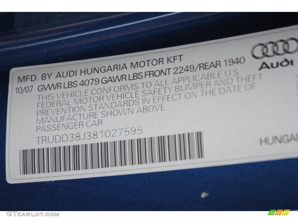 2008 TT 3.2 quattro Coupe - Ocean Blue Pearl Effect / Signal Orange photo #50