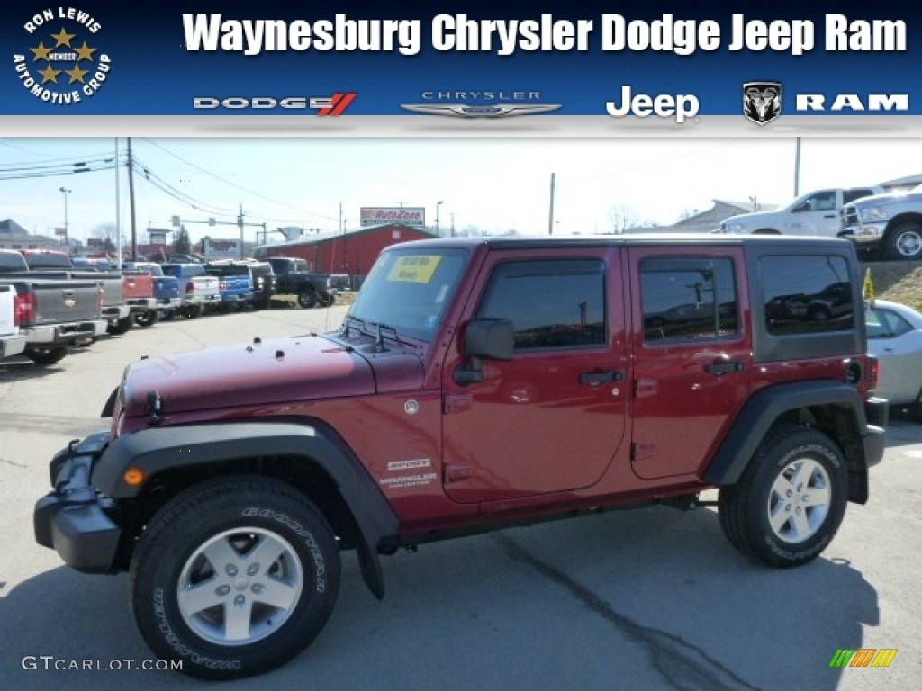 2012 Wrangler Unlimited Sport S 4x4 - Deep Cherry Red Crystal Pearl / Black photo #1