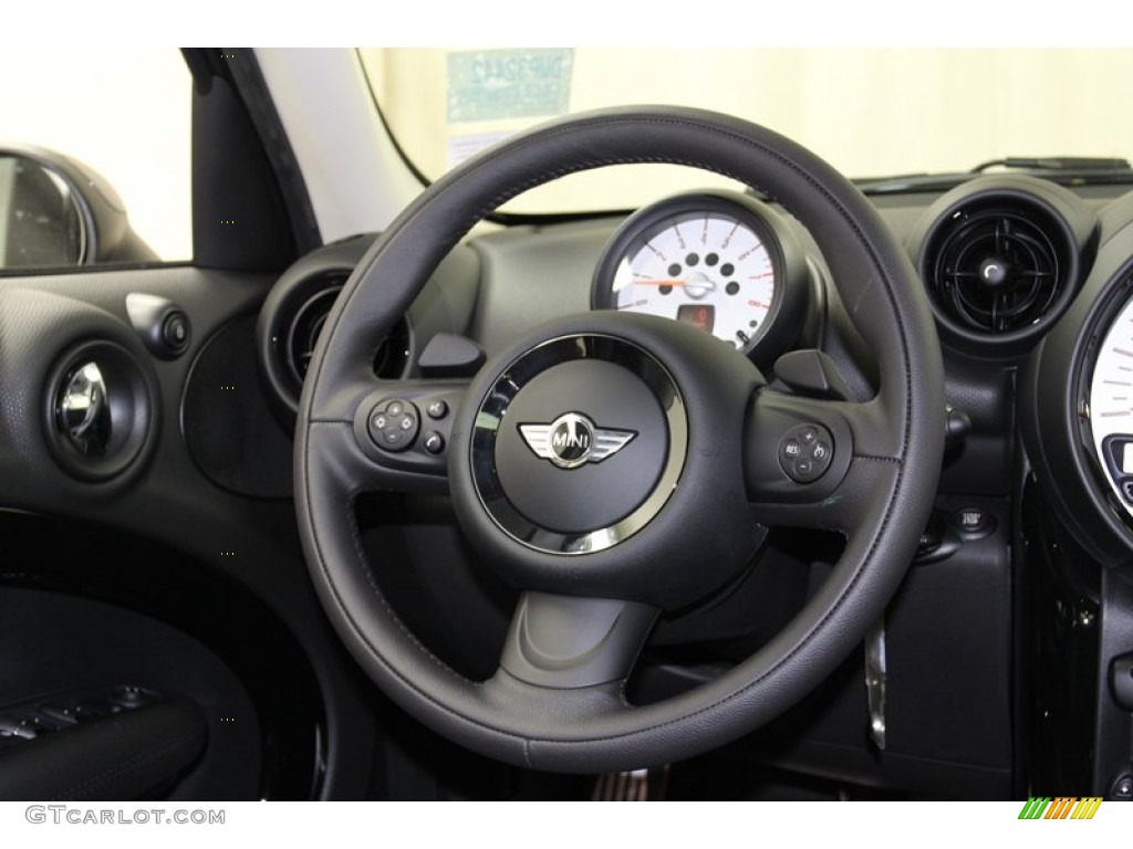 2013 Mini Cooper S Countryman ALL4 AWD Carbon Black Lounge Leather Steering Wheel Photo #78215112