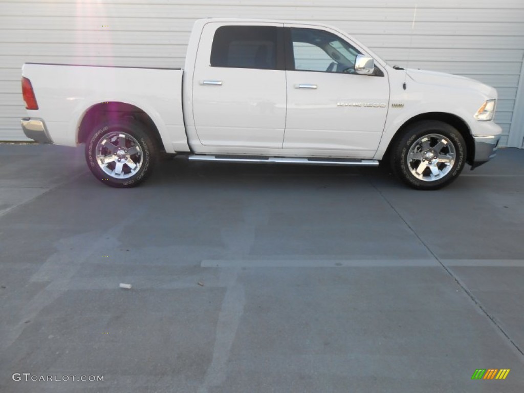 2012 Ram 1500 Laramie Crew Cab 4x4 - Bright White / Light Pebble Beige/Bark Brown photo #3