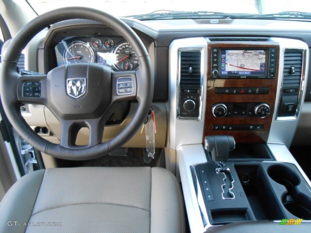 2012 Ram 1500 Laramie Crew Cab 4x4 - Bright White / Light Pebble Beige/Bark Brown photo #38