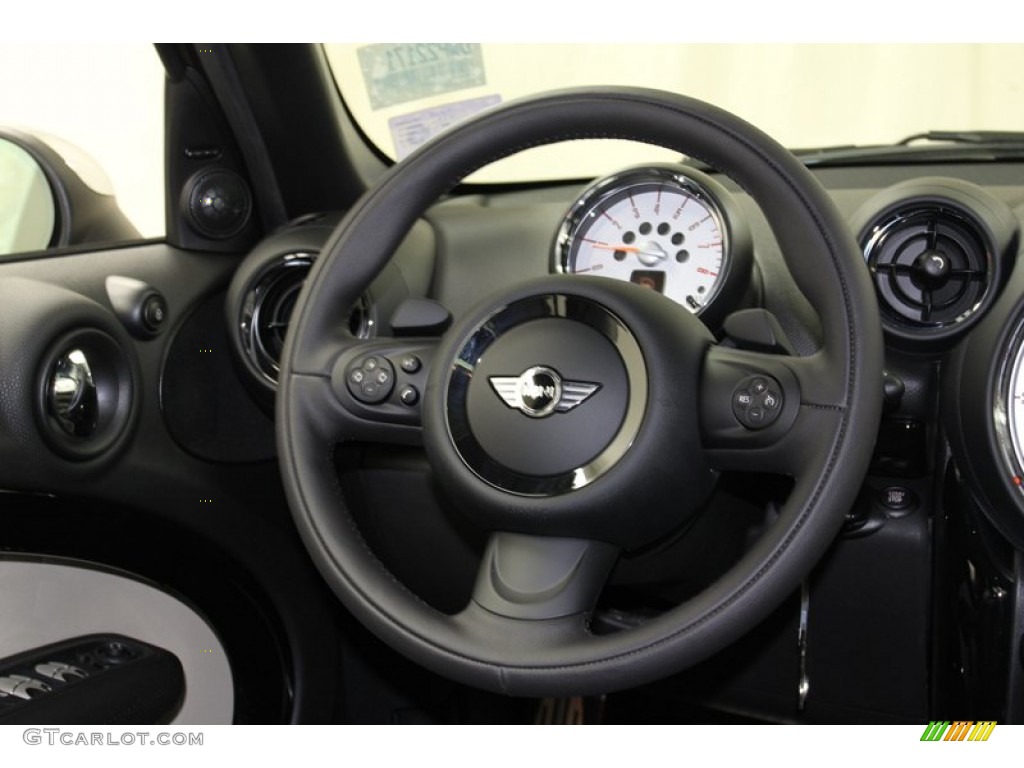2013 Mini Cooper S Countryman Carbon Black Lounge Leather Steering Wheel Photo #78217378