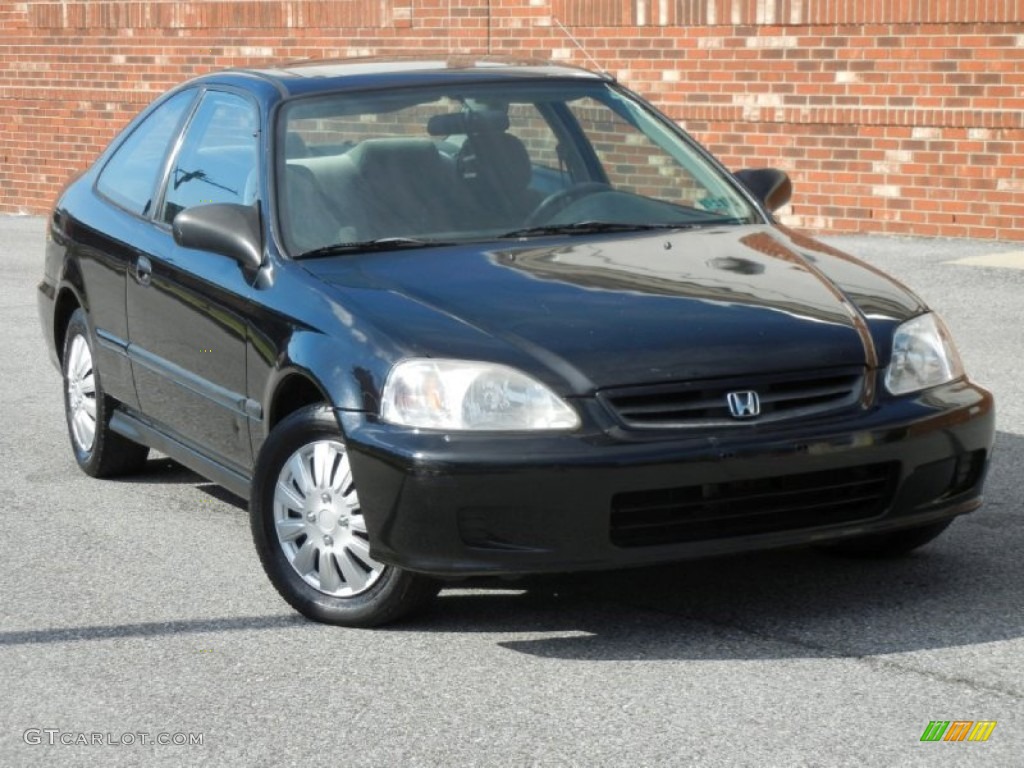 2000 Civic EX Coupe - Flamenco Black Pearl / Dark Gray photo #1