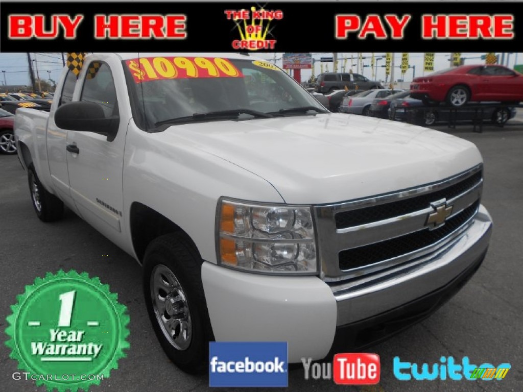 2007 Silverado 1500 LT Extended Cab - Summit White / Ebony Black photo #1