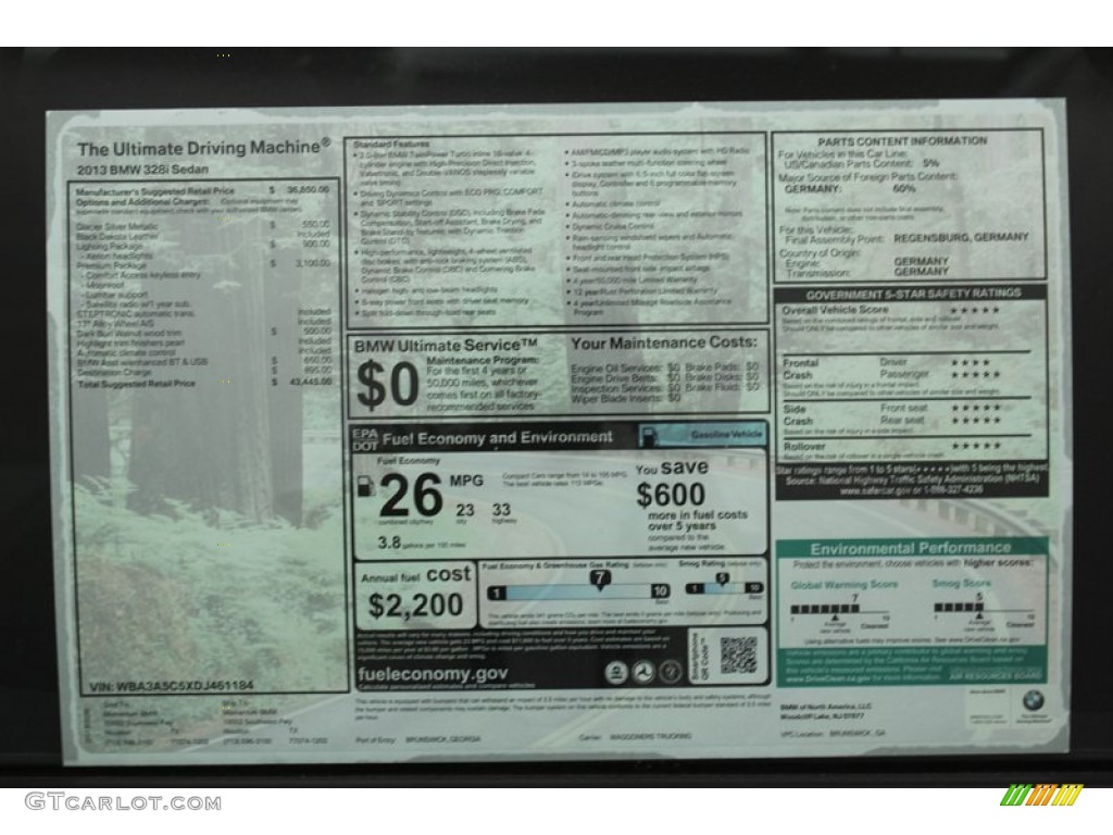 2013 3 Series 328i Sedan - Glacier Silver Metallic / Black photo #28