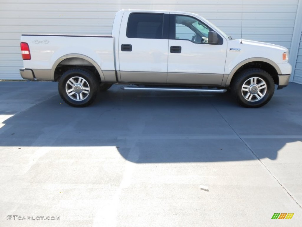 2005 F150 Lariat SuperCrew 4x4 - Oxford White / Tan photo #3