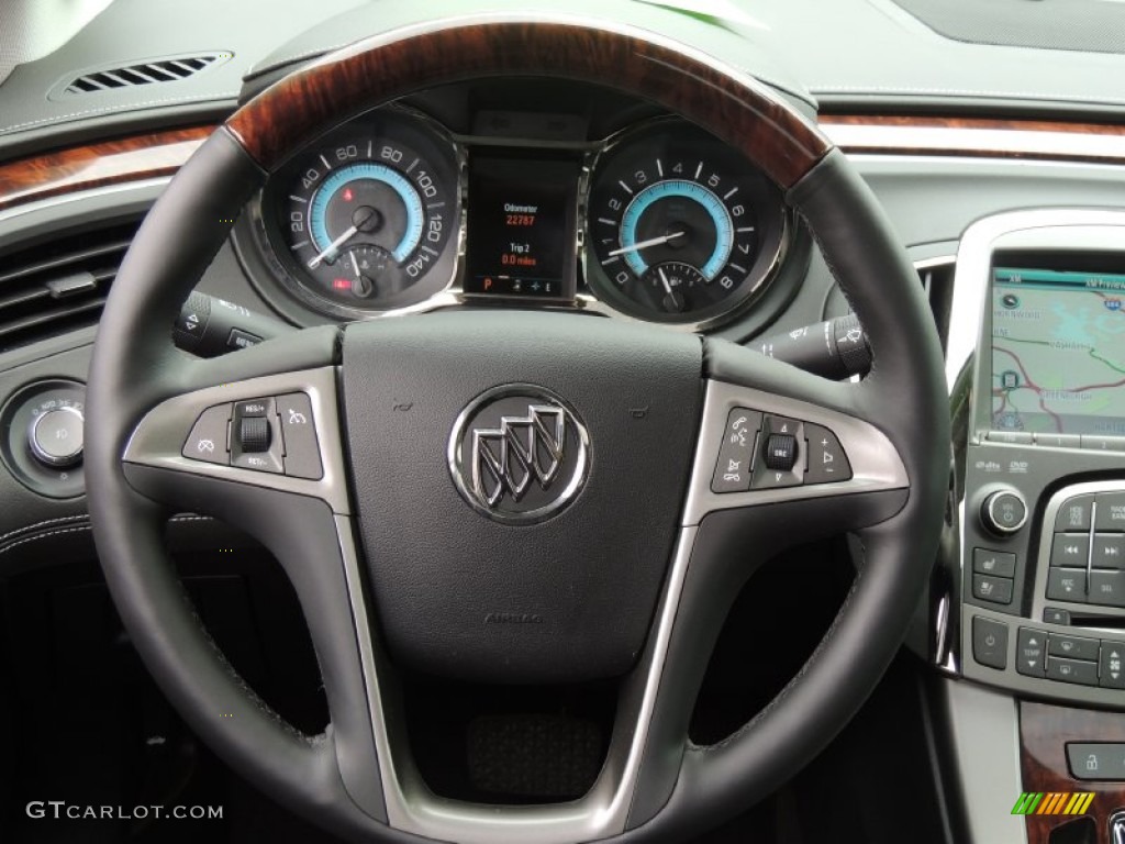 2010 Buick LaCrosse CXS Ebony Steering Wheel Photo #78226207