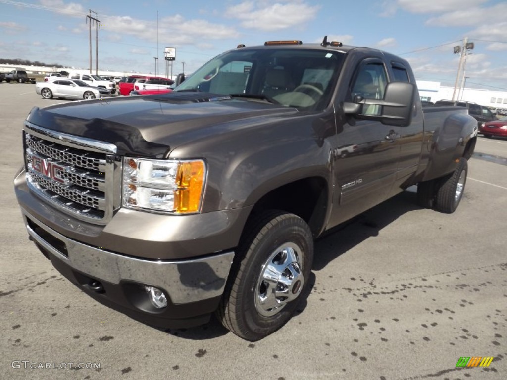 2013 Sierra 3500HD SLT Extended Cab 4x4 Dually - Mocha Steel Metallic / Light Cashmere photo #1