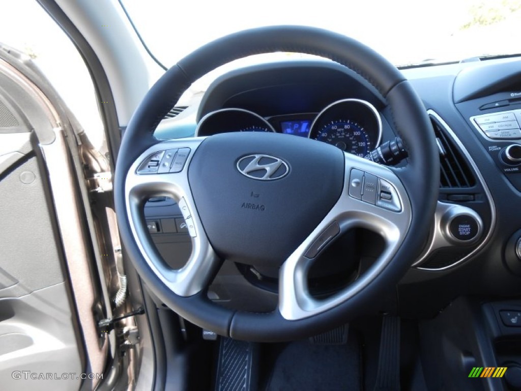 2013 Hyundai Tucson Limited Black/Saddle Steering Wheel Photo #78230259