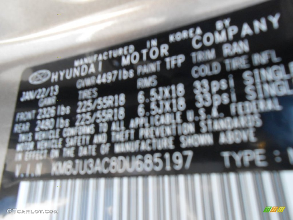 2013 Hyundai Tucson Limited Color Code Photos