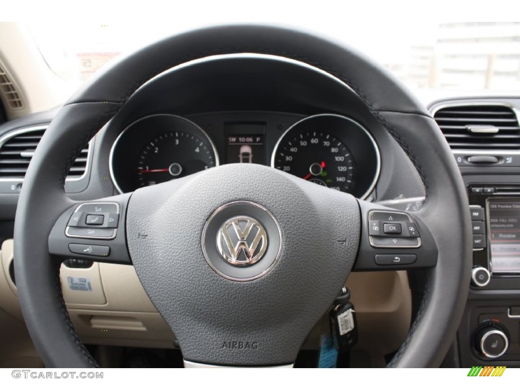 2013 Volkswagen Jetta TDI SportWagen Cornsilk Beige Steering Wheel Photo #78230662