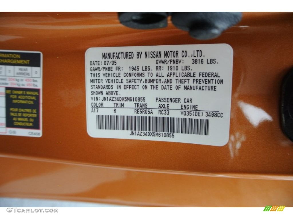 Nissan 350z interior color codes #5