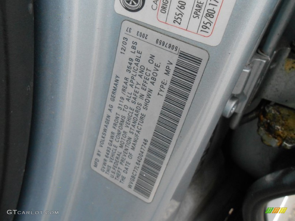 2004 Volkswagen Touareg V6 Info Tag Photo #78238054