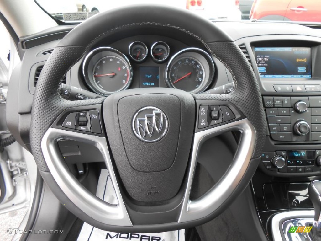 2012 Buick Regal GS Ebony Steering Wheel Photo #78238969
