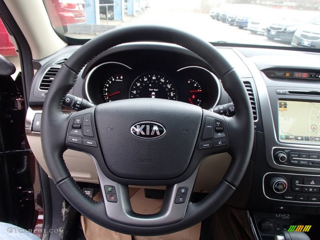 2014 Kia Sorento EX V6 AWD Beige Steering Wheel Photo #78239081