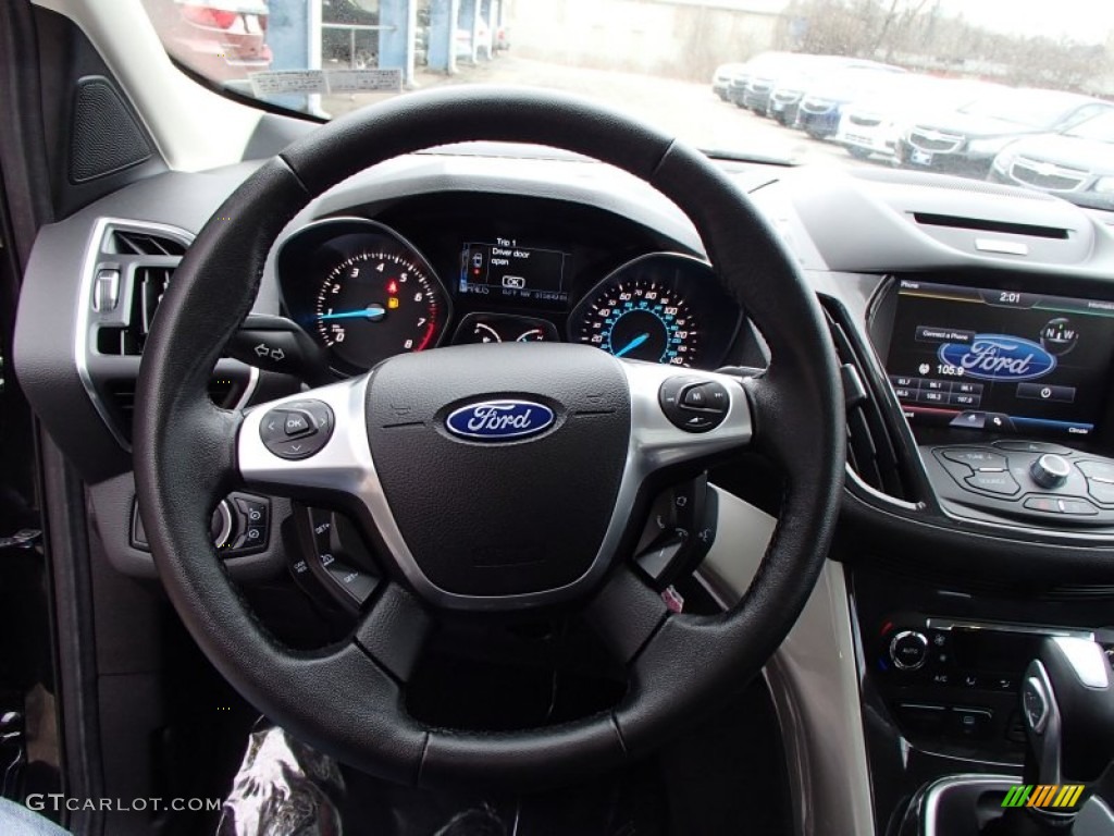 2013 Ford Escape SEL 2.0L EcoBoost 4WD Charcoal Black Steering Wheel Photo #78241799