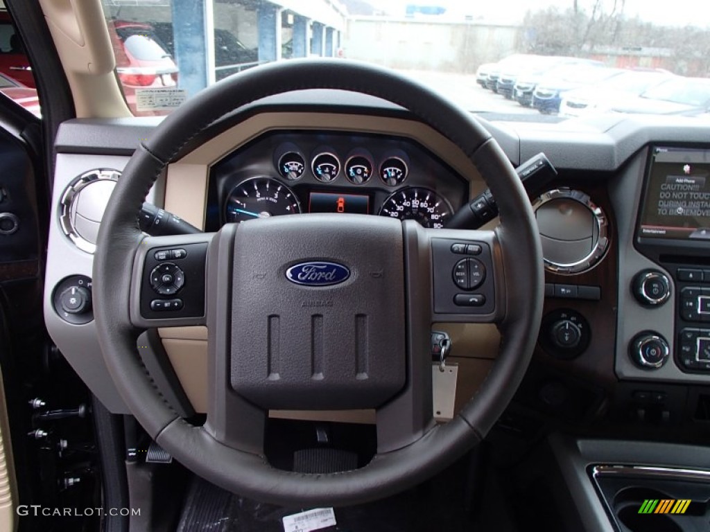 2013 Ford F250 Super Duty Lariat SuperCab 4x4 Adobe Steering Wheel Photo #78242185
