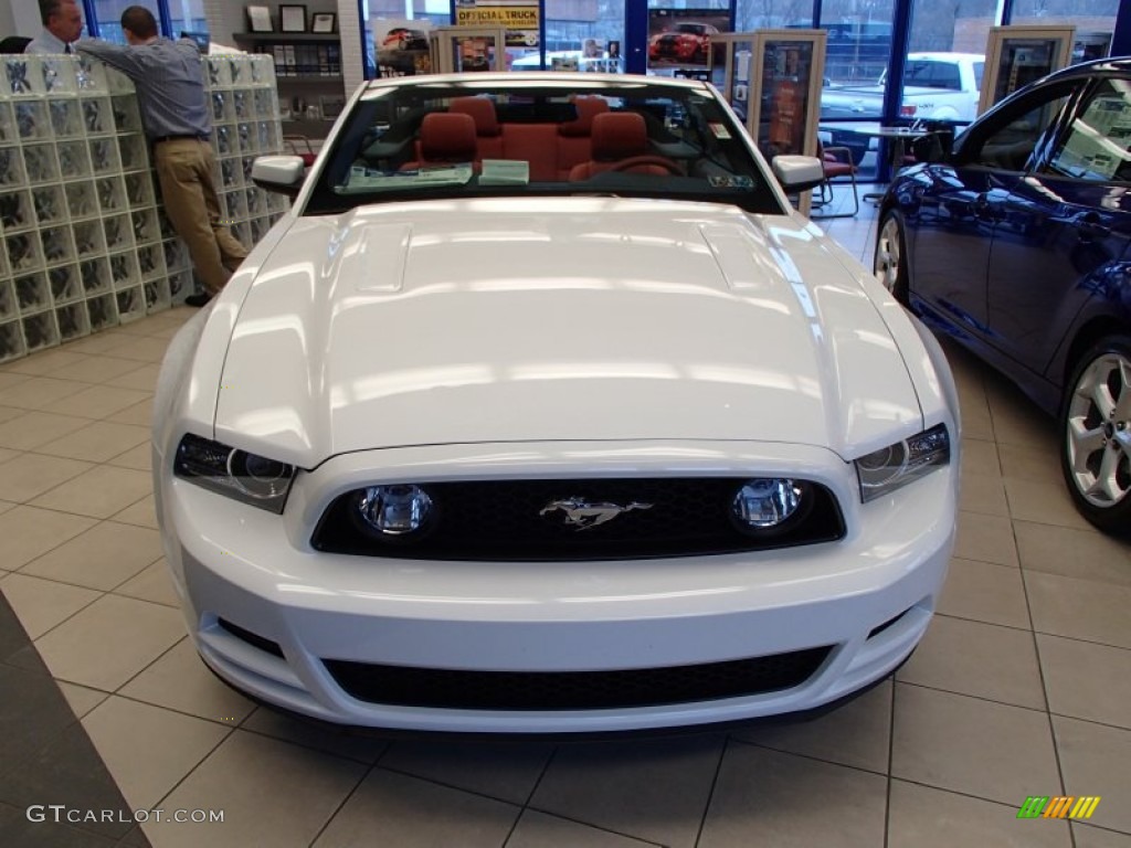 2014 Mustang GT Premium Convertible - Oxford White / Brick Red/Cashmere Accent photo #3