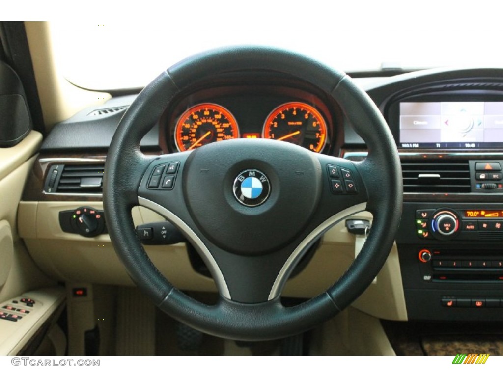 2007 BMW 3 Series 335i Sedan Beige Steering Wheel Photo #78243677