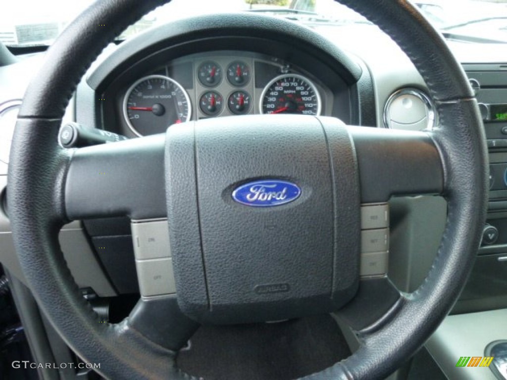 2005 Ford F150 FX4 SuperCab 4x4 Black Steering Wheel Photo #78248269