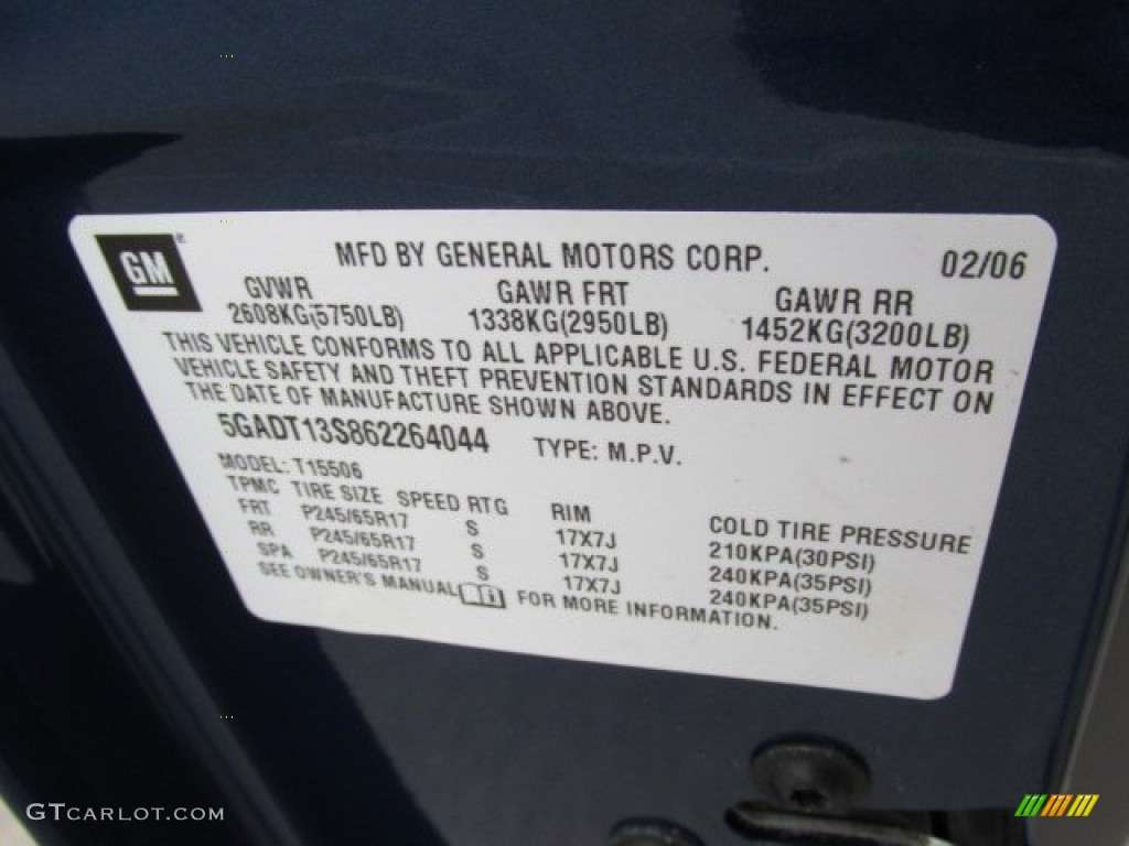 2006 Rainier CXL AWD - Deep Sapphire Blue Metallic / Gray photo #19