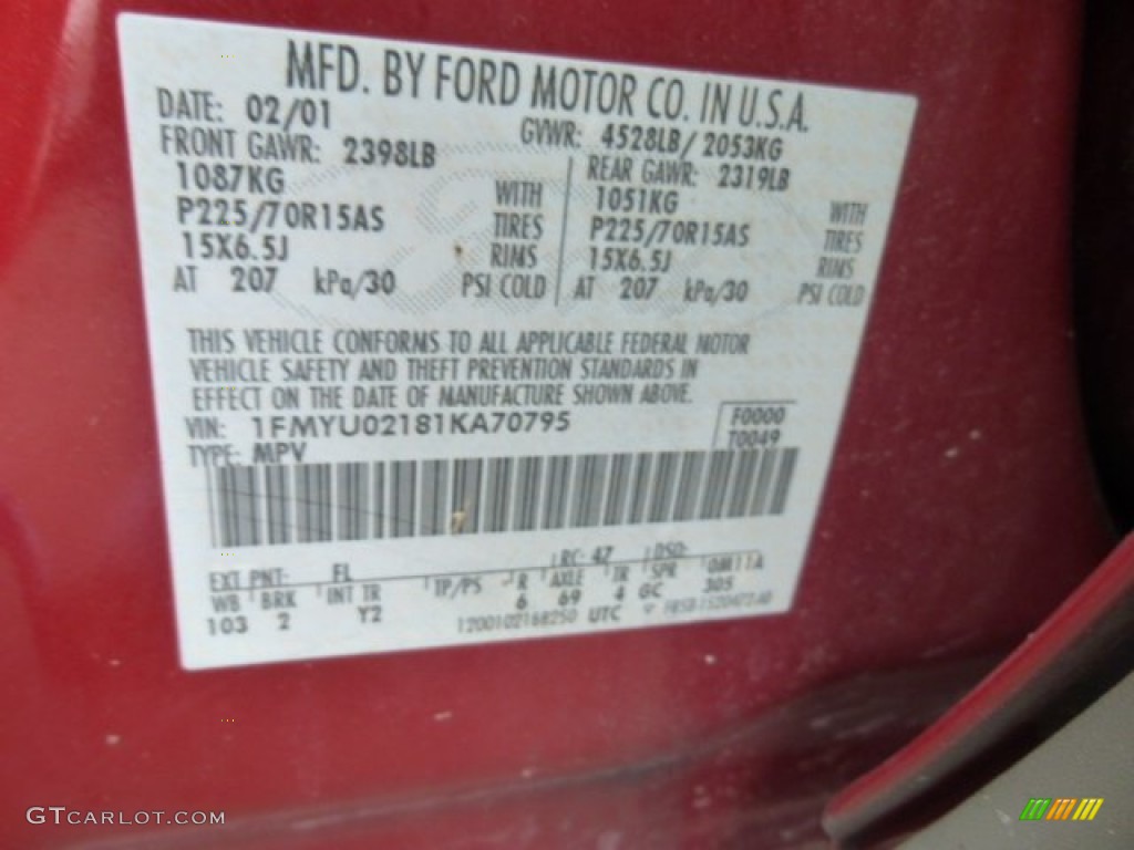 2001 Escape Color Code FL for Toreador Red Metallic Photo #78254440