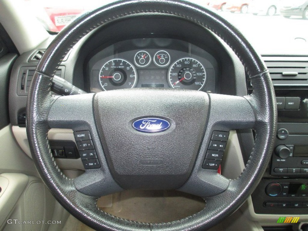 2007 Ford Fusion SEL V6 AWD Light Stone Steering Wheel Photo #78256787