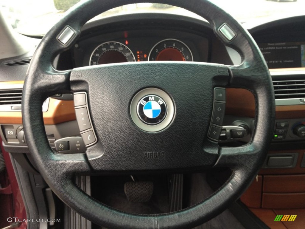 2002 BMW 7 Series 745i Sedan Black Steering Wheel Photo #78260038