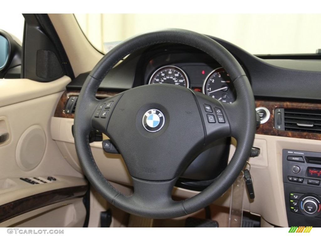 2008 BMW 3 Series 328i Sedan Beige Steering Wheel Photo #78261073