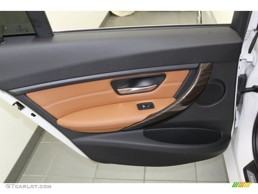 2012 BMW 3 Series 328i Sedan Saddle Brown Door Panel Photo #78263362