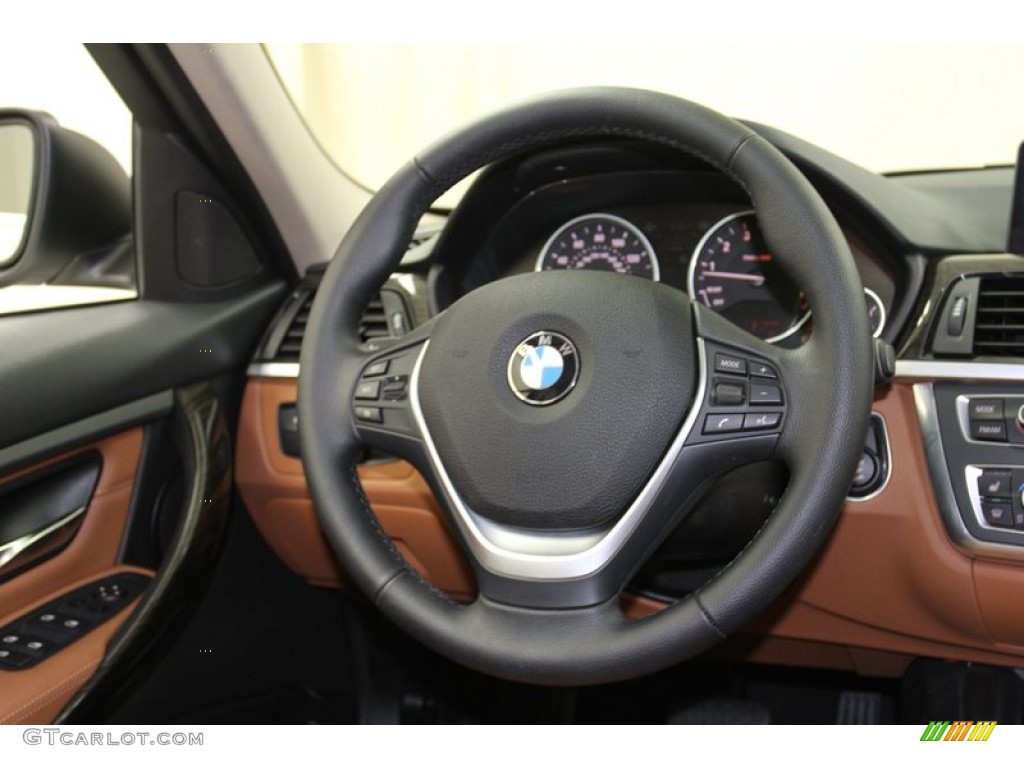 2012 BMW 3 Series 328i Sedan Saddle Brown Steering Wheel Photo #78263374