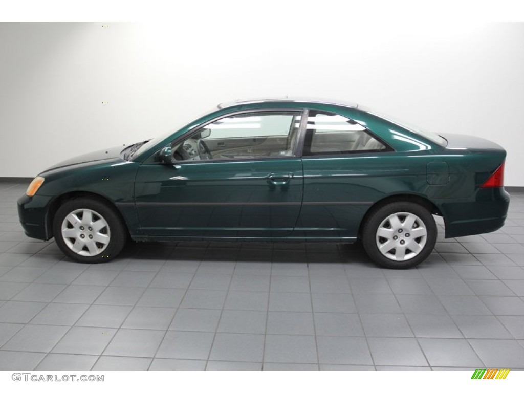 2001 Civic EX Coupe - Clover Green / Beige photo #2