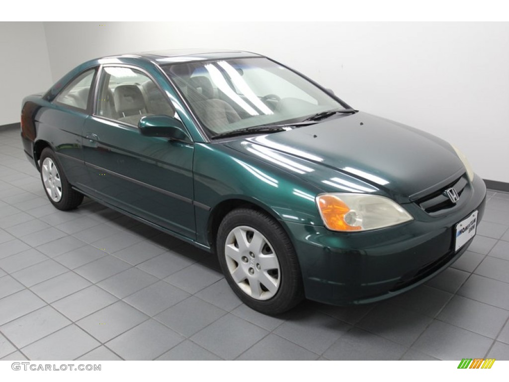 2001 Civic EX Coupe - Clover Green / Beige photo #8